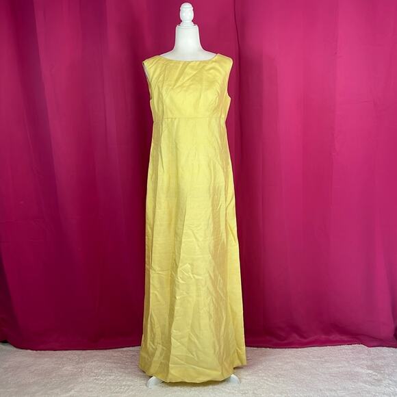 Vintage 60s unbranded buttercup yellow and lace jacket evening maxi dress, m - Picture 4 of 9